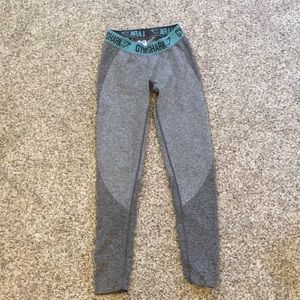 Gymshark flex legging. Grey marl/ teal